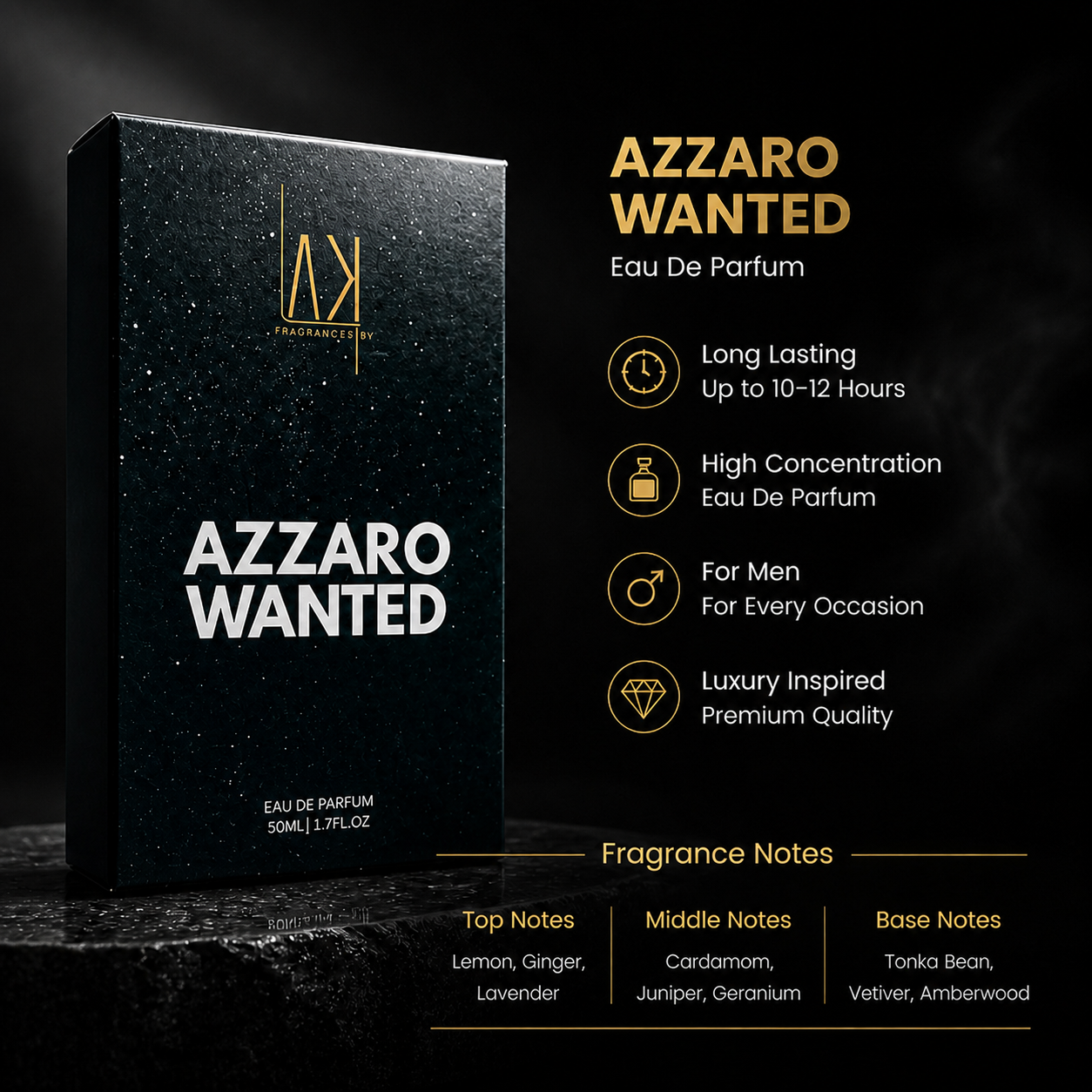 Fragrances by AK – Azzaro Wanted Impression Perfume for Men (50ml)