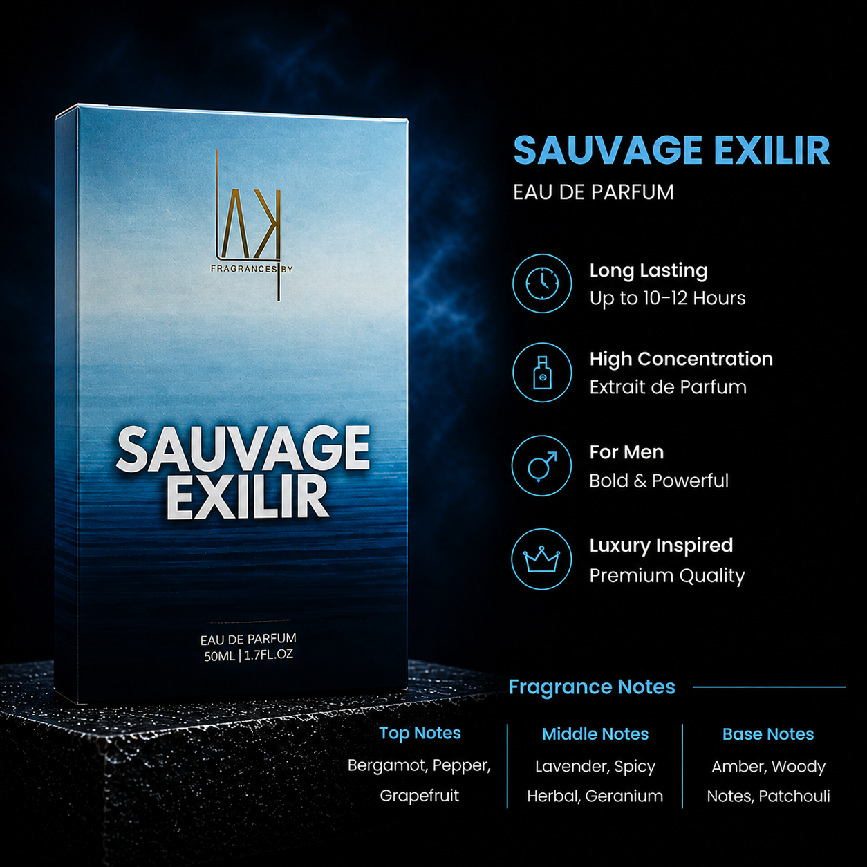 Fragrances by AK – Sauvage Elixir Impression Perfume for Men (50ml)